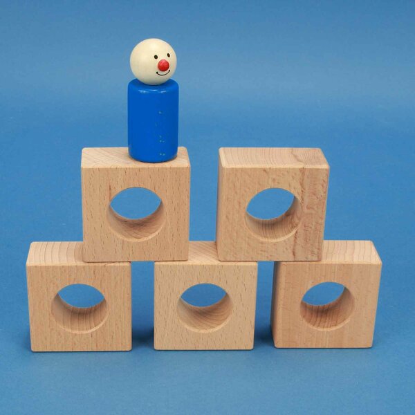 cubes en bois percés 6 x 6 x 3 cm - 3 cm percés