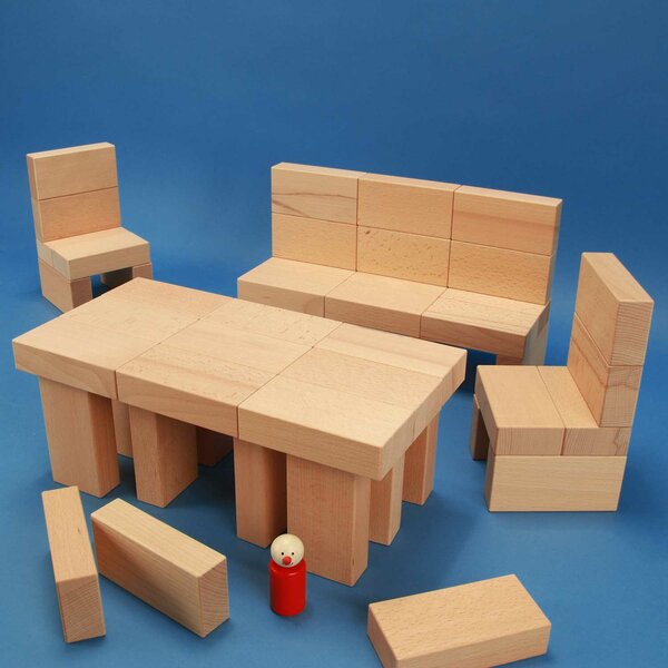 Jouet de cubes en bois « Fröbel-Spécial 85 » dans une caisse